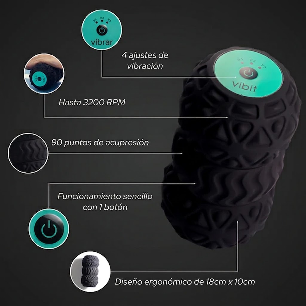 Rodillo de masaje vibratorio portátil